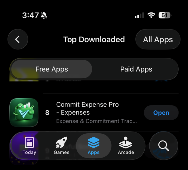 #8 of all Free Apps, App Store chart